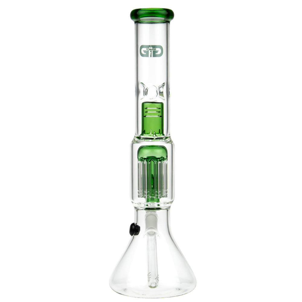 Grace Glass 8-arm Tree Perc Beaker Base Glass Bong | Green - Back View 
