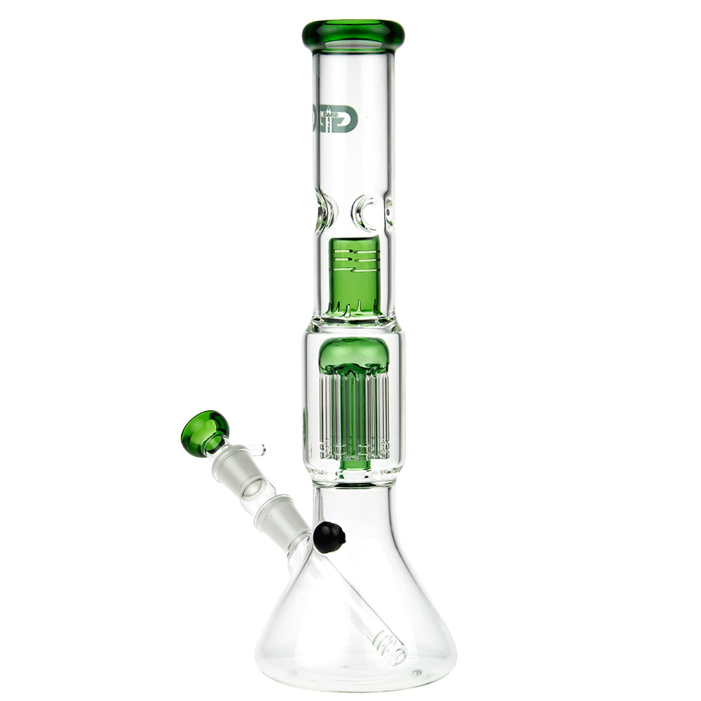 Grace Glass 8-arm Tree Perc Beaker Base Glass Bong | Green - Side View 4