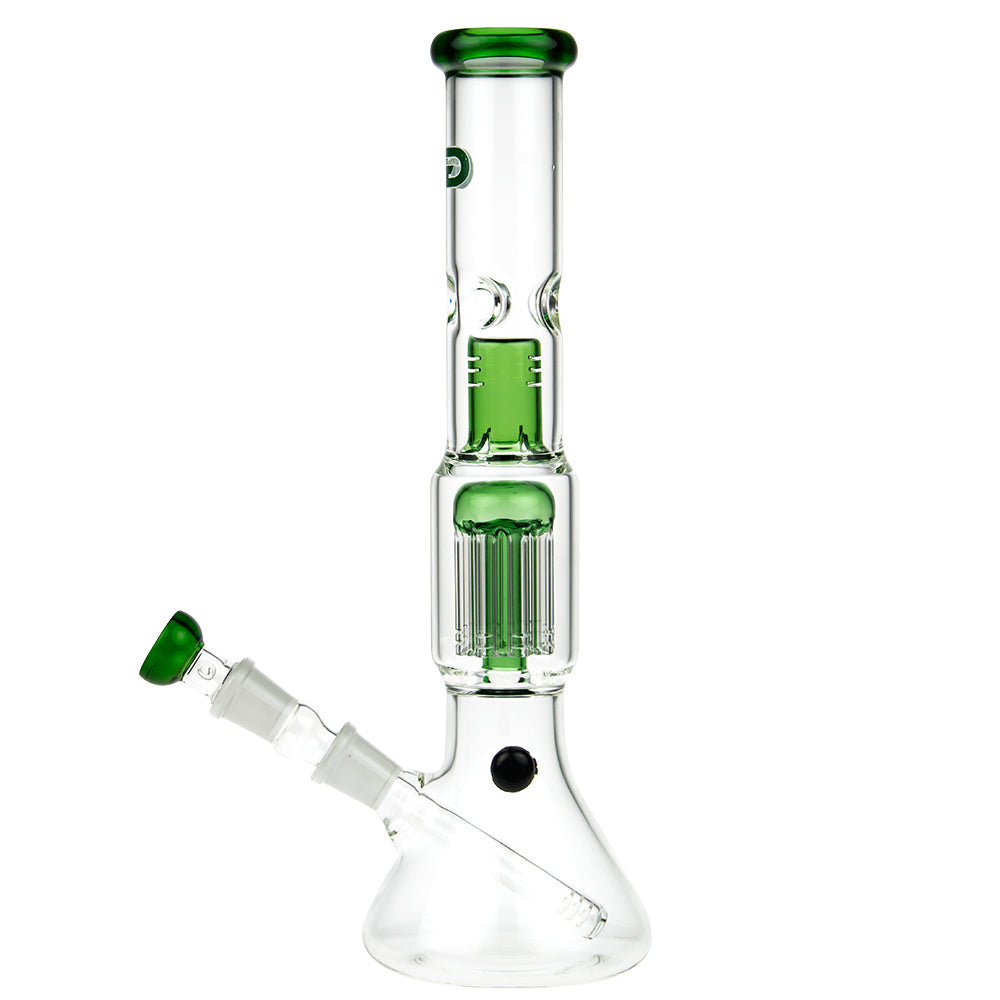 Grace Glass 8-arm Tree Perc Beaker Base Glass Bong | Green - Side View 3