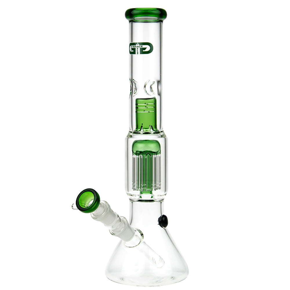 Grace Glass 8-arm Tree Perc Beaker Base Glass Bong | Green - Side View 2