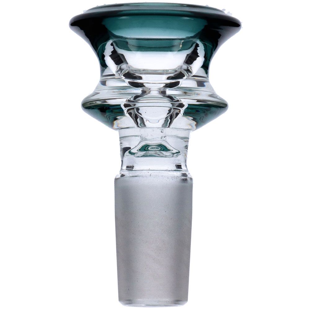 Concave Colored Glass Male Herb Bowl | Vertical Turquoise 