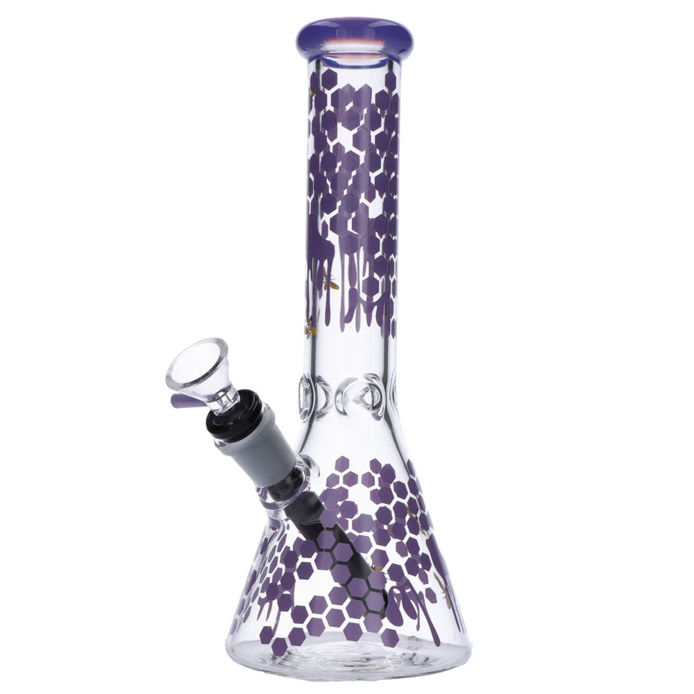 Glasscity Honeycomb Beaker Base Ice Bong | 10 inches | Milky Purple | Side View 4