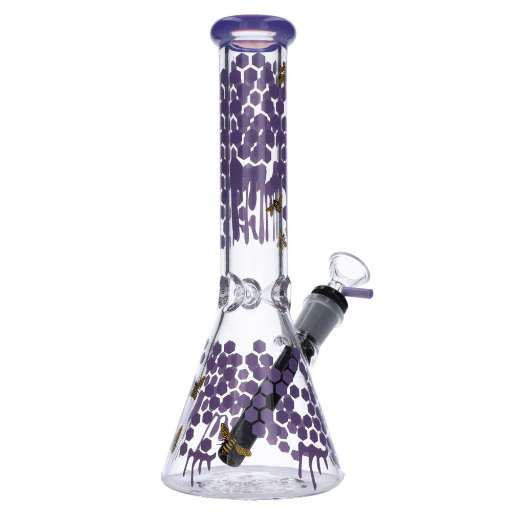 Glasscity Honeycomb Beaker Base Ice Bong | 10 inches | Milky Purple | Side View 3