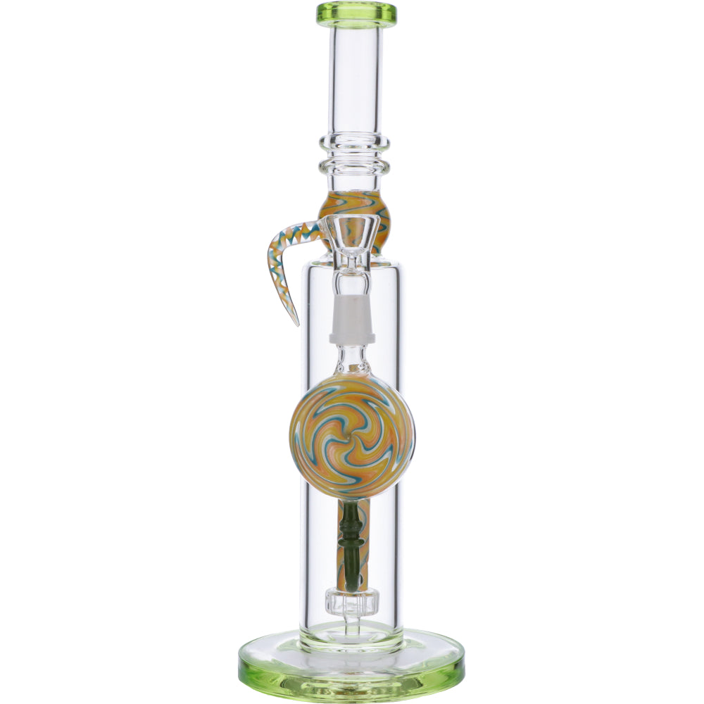 Straight Bong with Wig Wag Showerhead Perc | 12.5 inch | Bright Green | Front view
