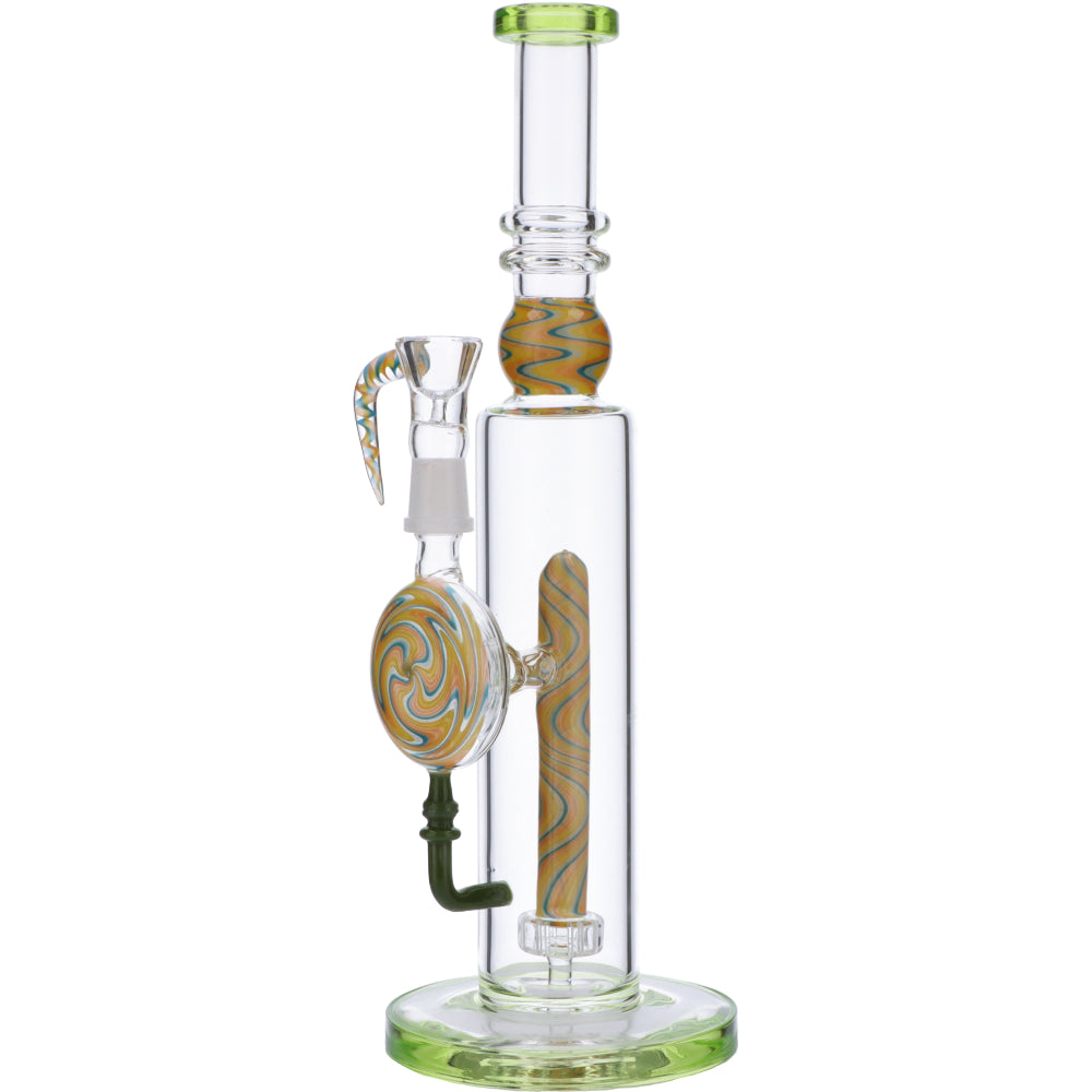 Straight Bong with Wig Wag Showerhead Perc | 12.5 inch | Bright Green | Side view 1