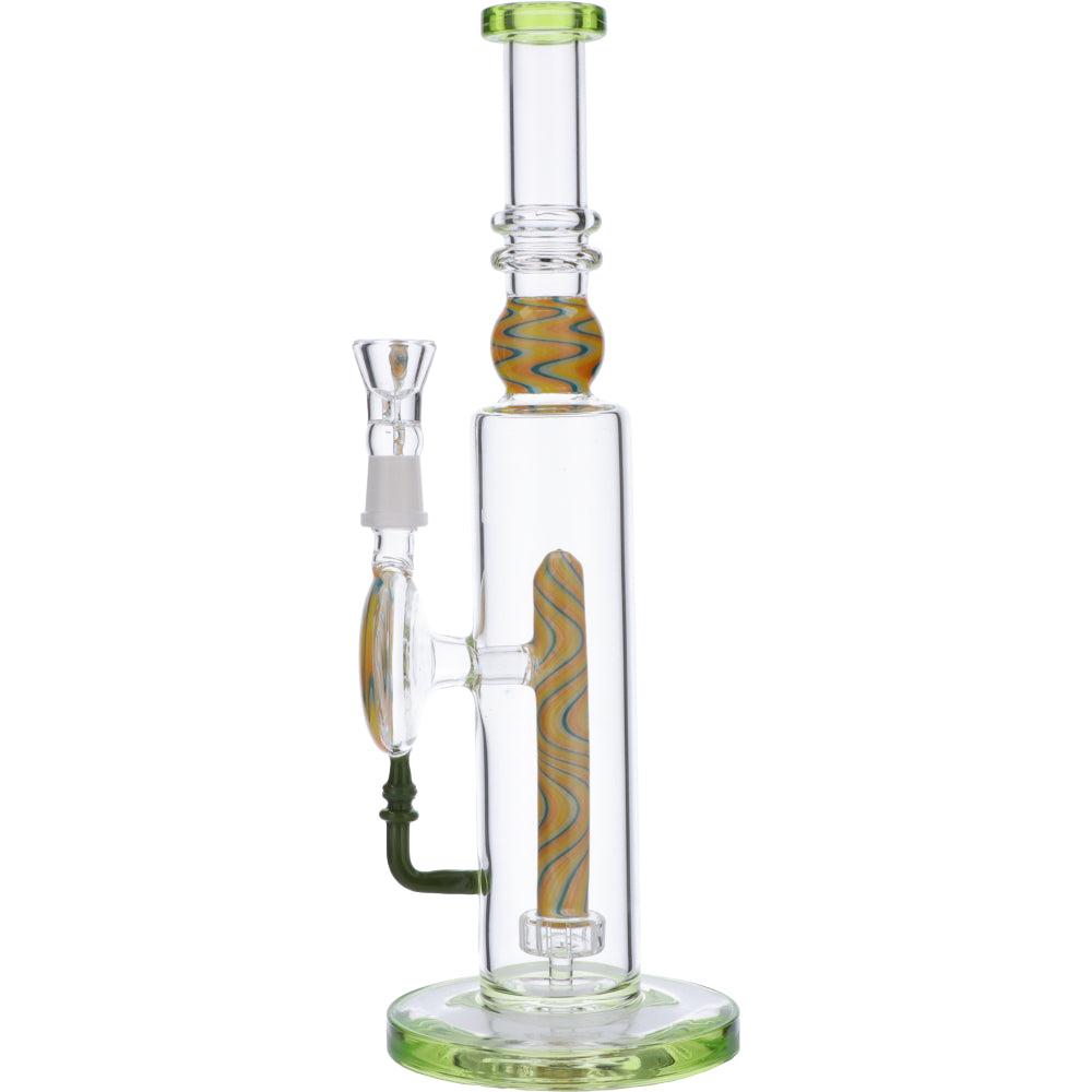 Straight Bong with Wig Wag Showerhead Perc | 12.5 inch | Bright Green | Side view 2