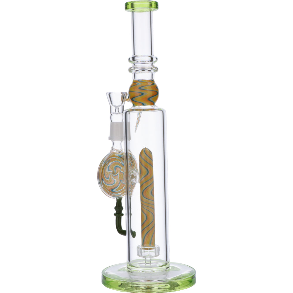 Straight Bong with Wig Wag Showerhead Perc | 12.5 inch | Bright Green | Side view 4