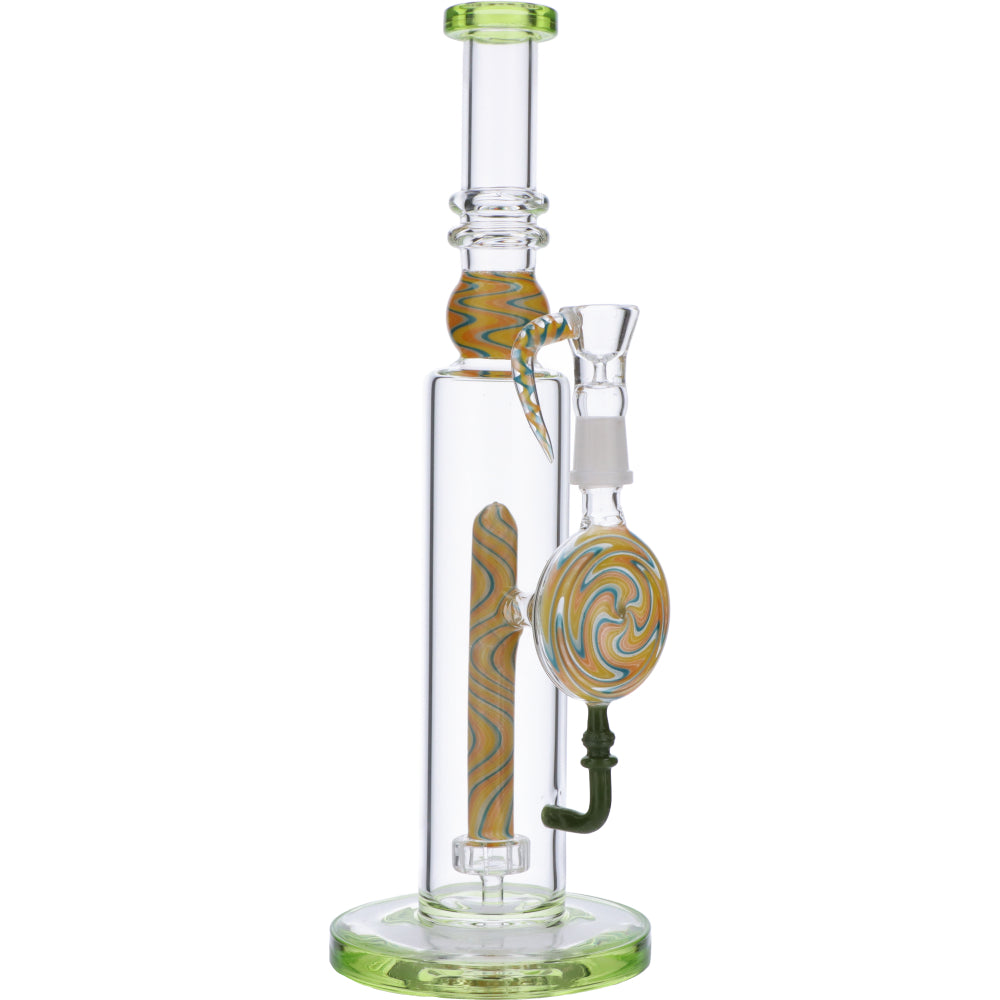 Straight Bong with Wig Wag Showerhead Perc | 12.5 inch | Bright Green | Side view 5
