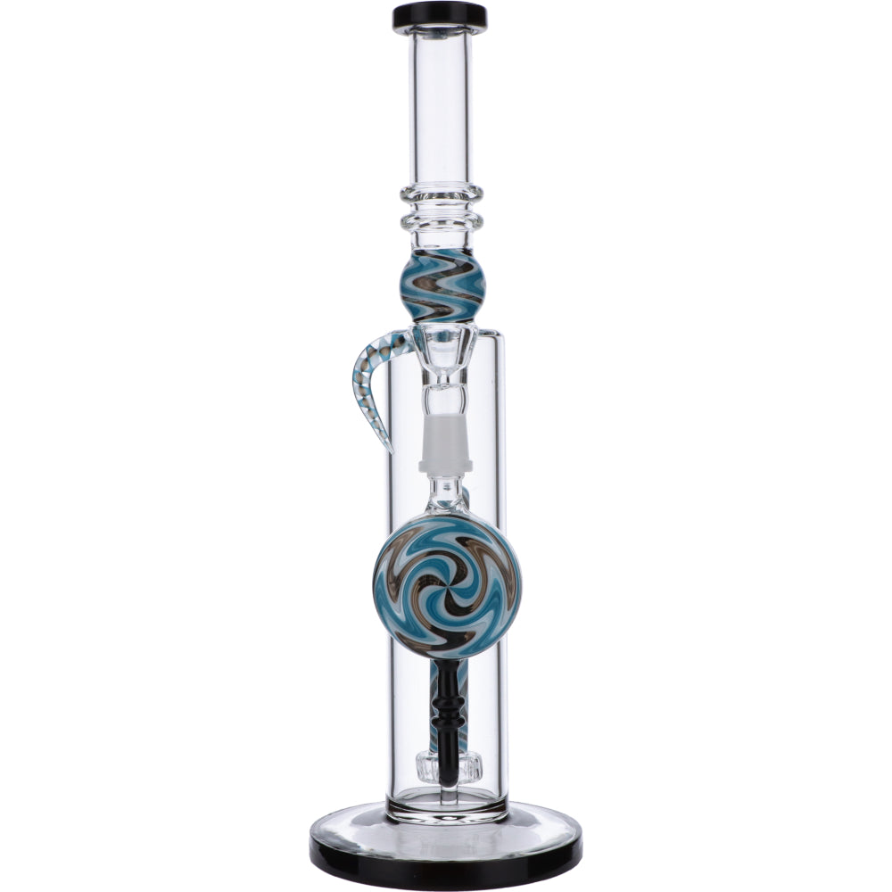 Straight Bong with Wig Wag Showerhead Perc | 12.5 inch | Black | Front view