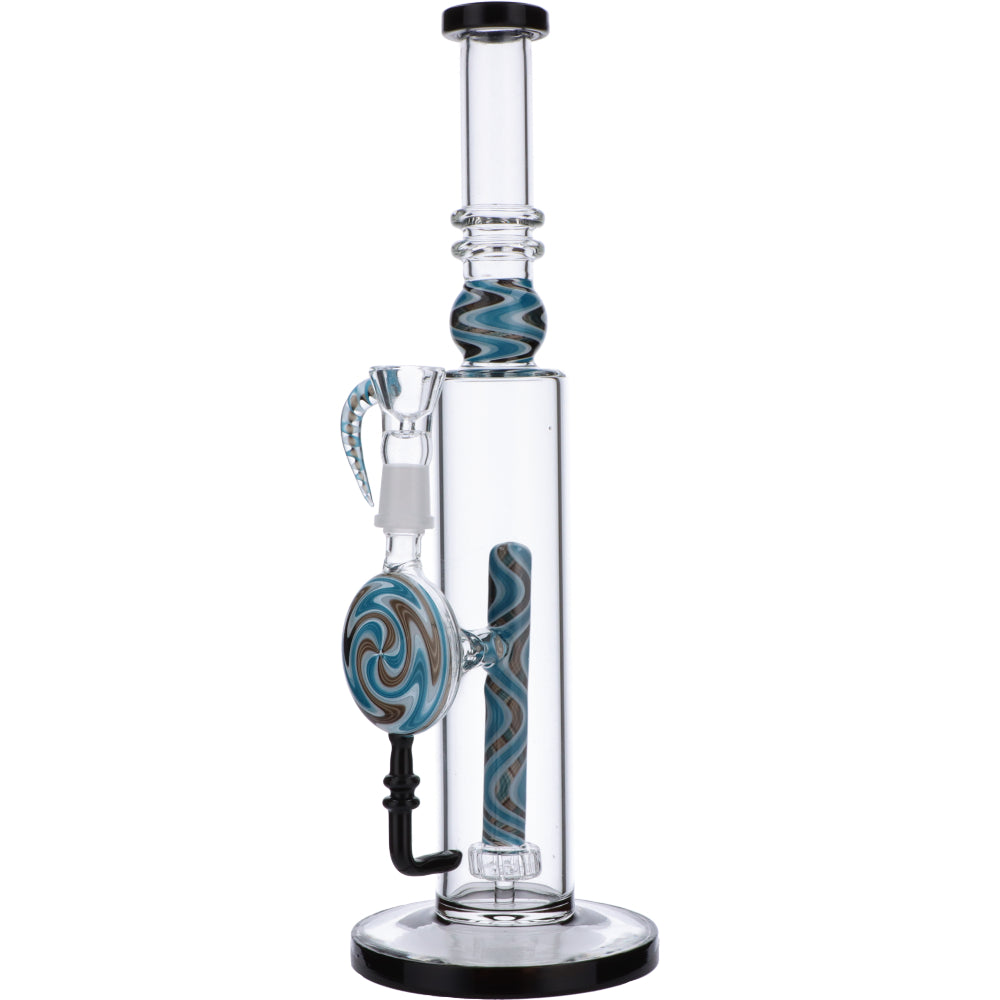Straight Bong with Wig Wag Showerhead Perc | 12.5 inch | Black | Side view 1