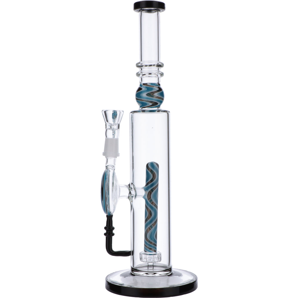Straight Bong with Wig Wag Showerhead Perc | 12.5 inch | Black | Side view 2