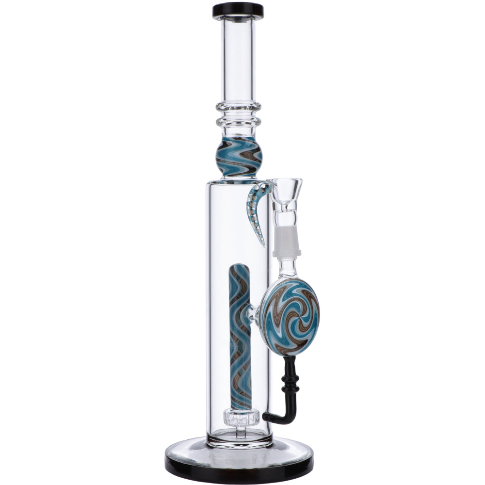 Straight Bong with Wig Wag Showerhead Perc | 12.5 inch | Black | Side view 5