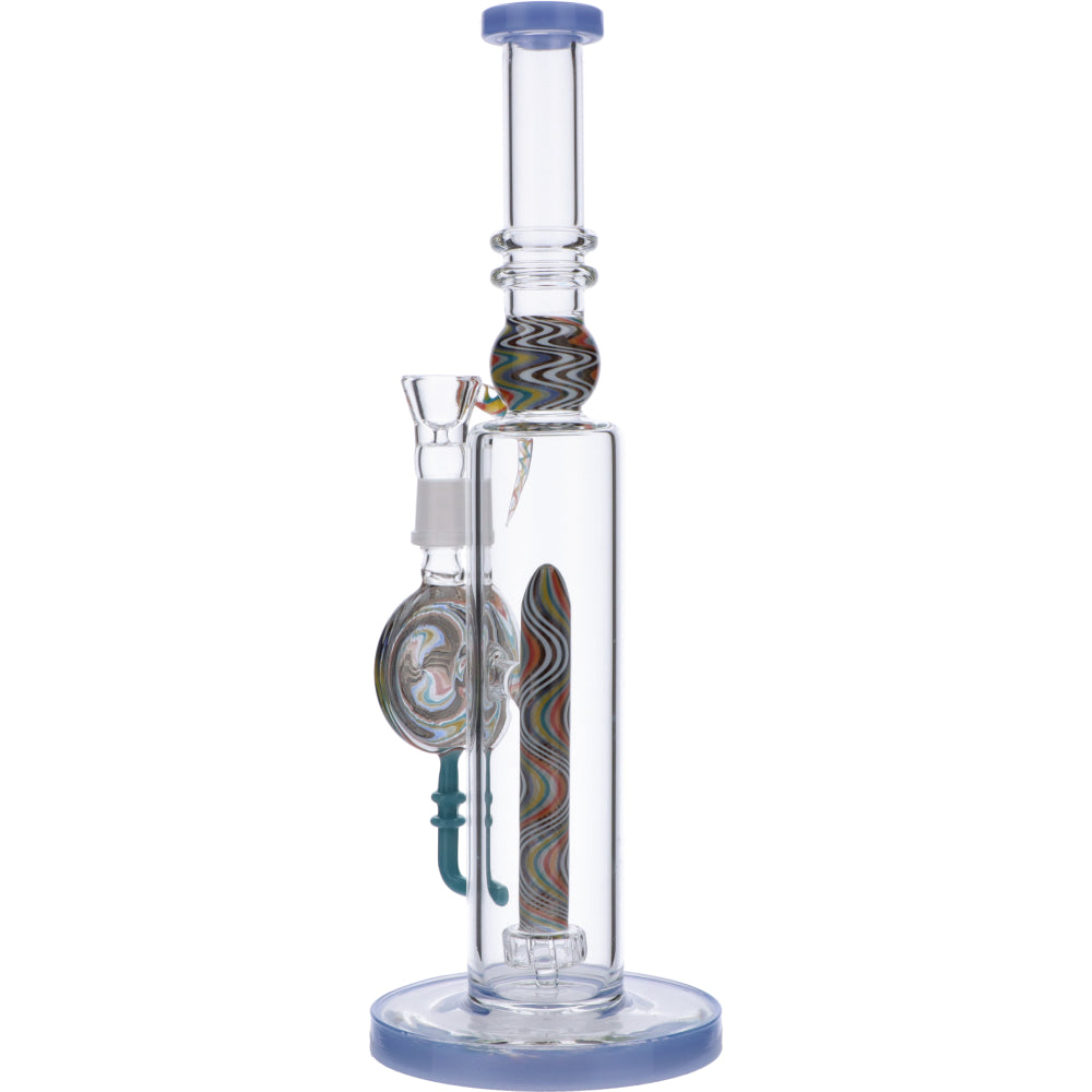 Straight Bong with Wig Wag Showerhead Perc | 12.5 inch | Milky Blue | Side view 3