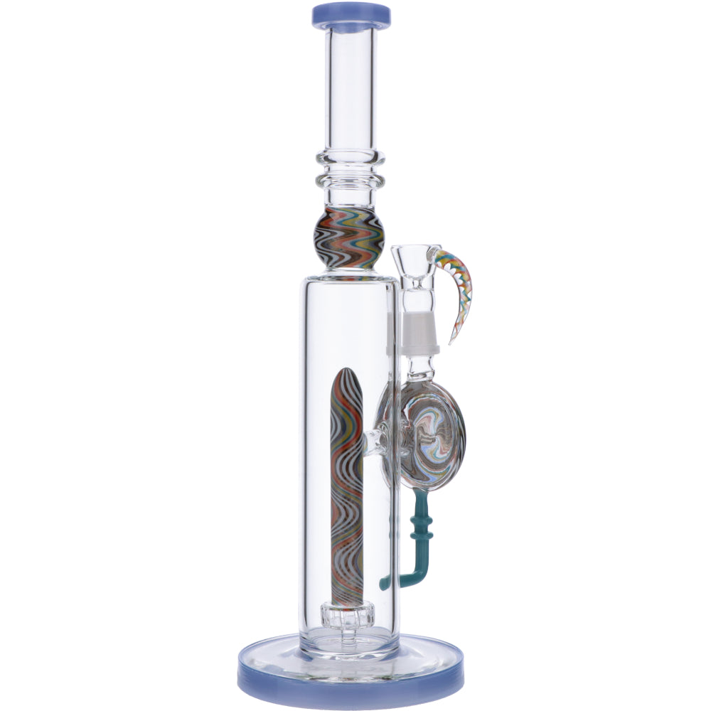 Straight Bong with Wig Wag Showerhead Perc | 12.5 inch | Milky Blue | Side view 4