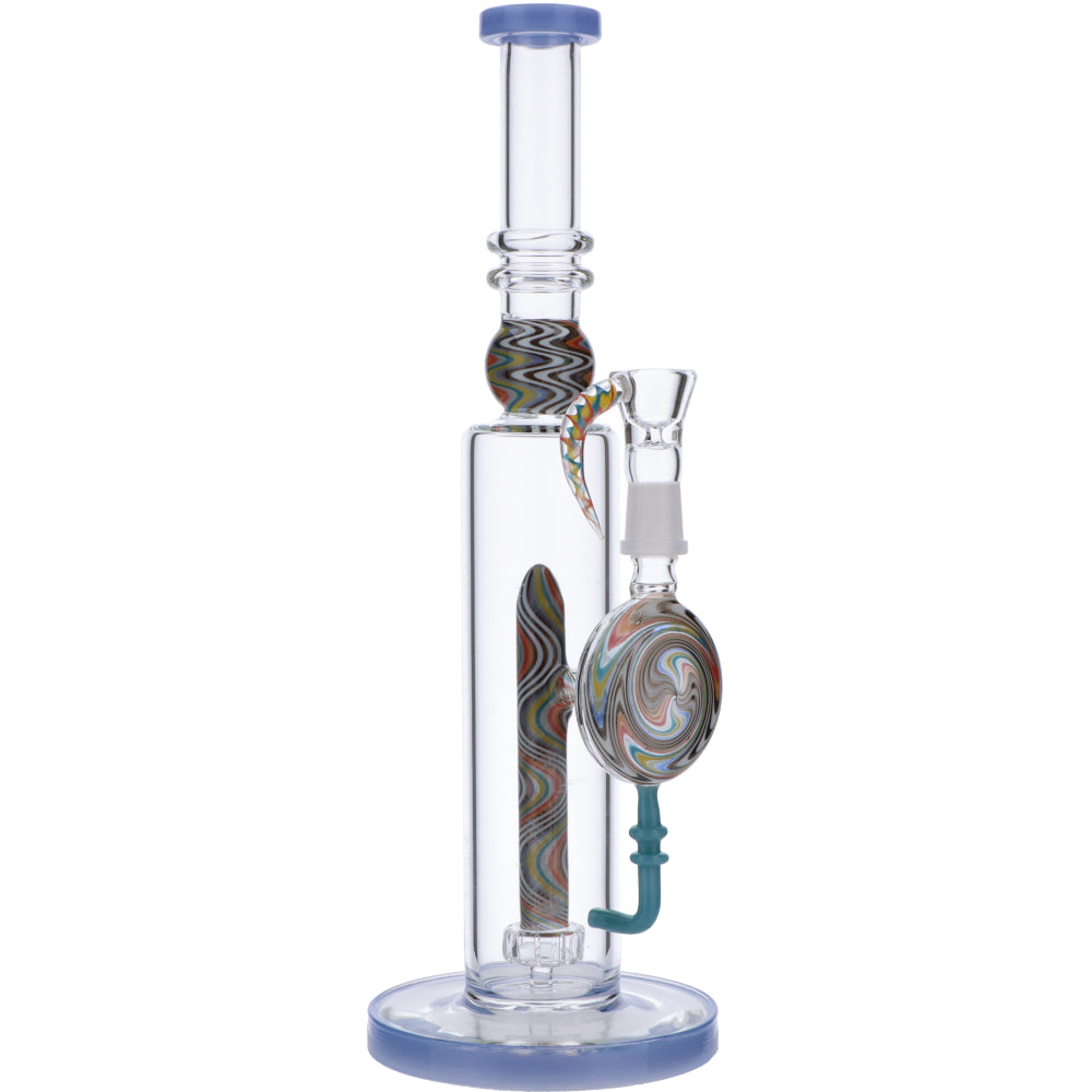 Straight Bong with Wig Wag Showerhead Perc | 12.5 inch | Milky Blue | Side view 5