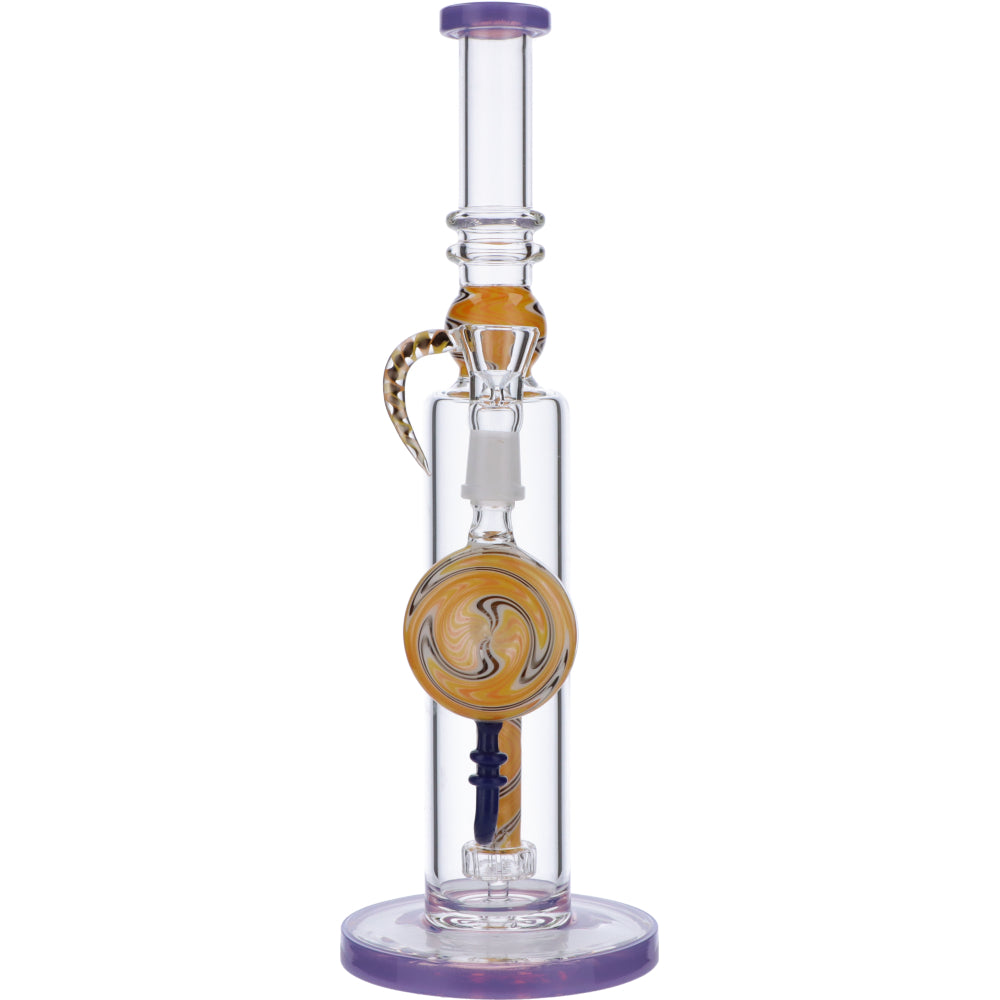 Straight Bong with Wig Wag Showerhead Perc | 12.5 inch | Milky Purple | Front view