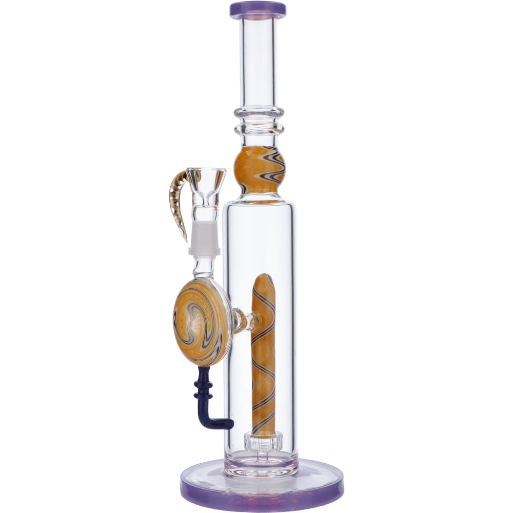 Straight Bong with Wig Wag Showerhead Perc | 12.5 inch | Milky Purple | Side view 1