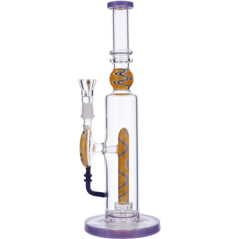 Straight Bong with Wig Wag Showerhead Perc | 12.5 inch | Milky Purple | Side view 2