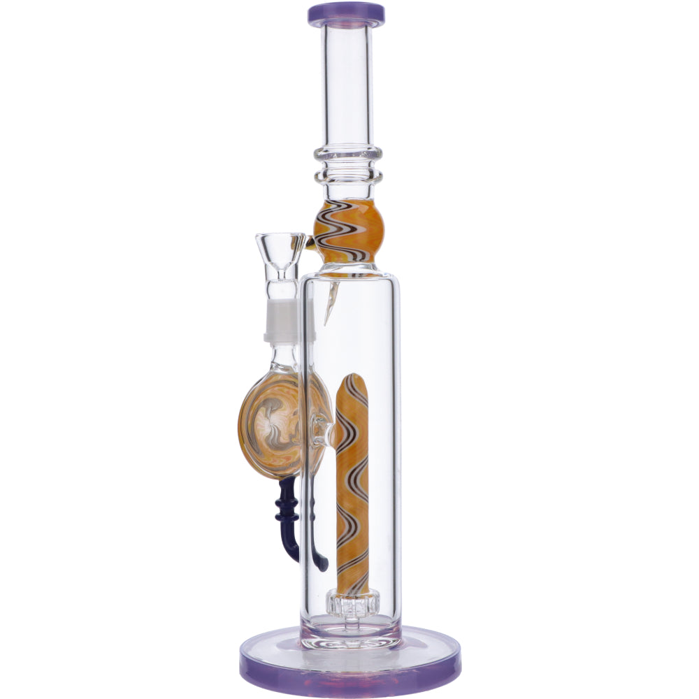 Straight Bong with Wig Wag Showerhead Perc | 12.5 inch | Milky Purple | Side view 3