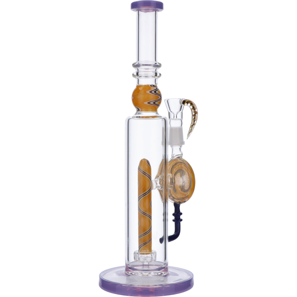 Straight Bong with Wig Wag Showerhead Perc | 12.5 inch | Milky Purple | Side view 4