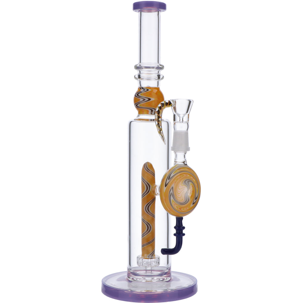 Straight Bong with Wig Wag Showerhead Perc | 12.5 inch | Milky Purple | Side view 5