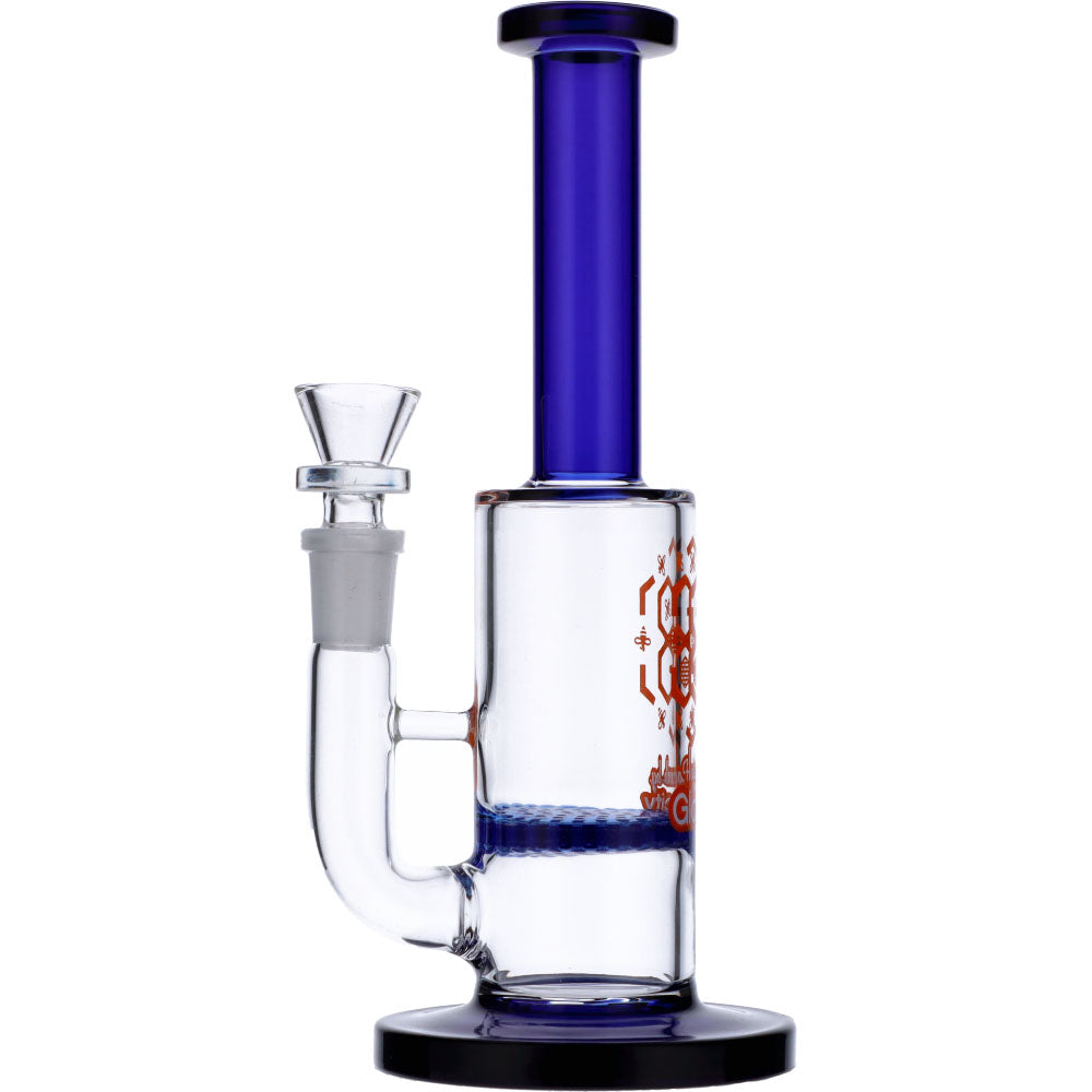 Straight Tube Colored Glass Bong | Blue | Side view 1