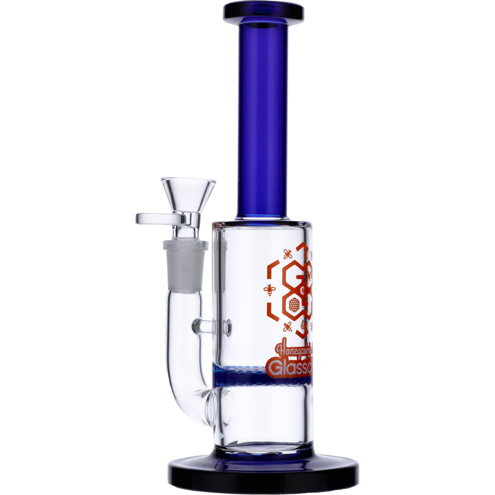 Straight Tube Colored Glass Bong | Blue | Side view 2