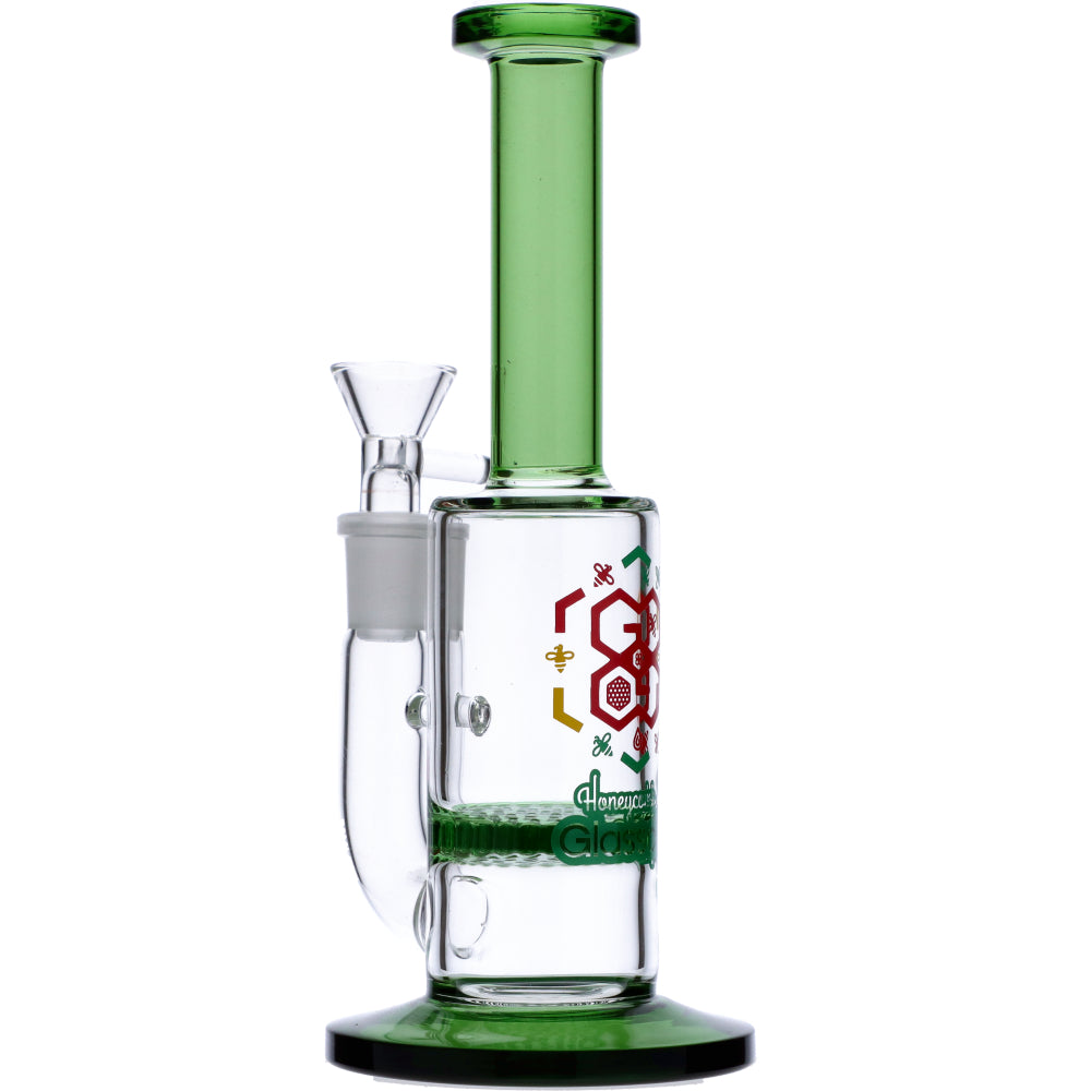 Straight Tube Colored Glass Bong | Green | Side view 2