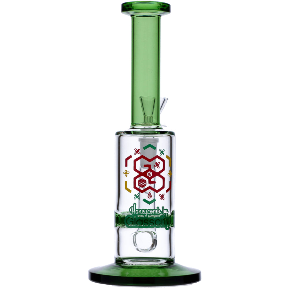 Straight Tube Colored Glass Bong | Green | Front view