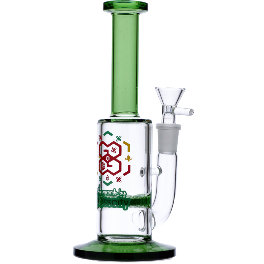 Straight Tube Colored Glass Bong | Green | Side view 3