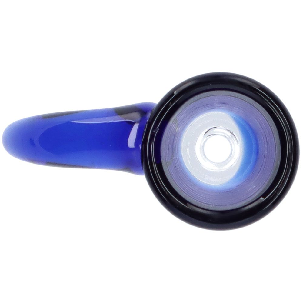 Glass Herb Bowl with Colored Top and Handle | 14.5mm| Blue | Top view