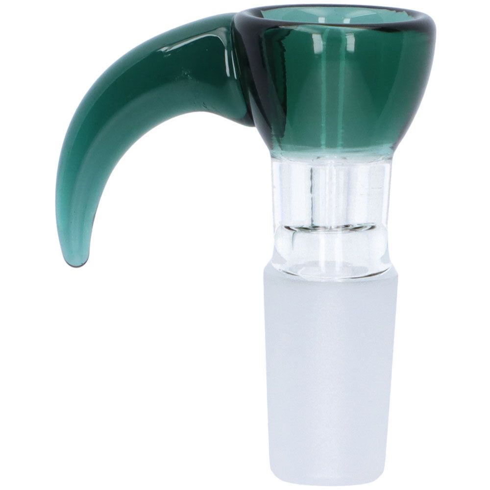 Glass Herb Bowl with Colored Top and Handle | 14.5mm | Teal | Side view