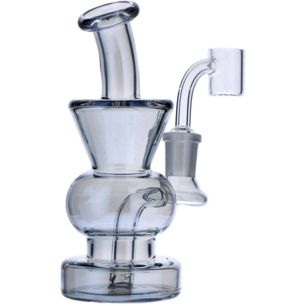 Curvy Base Bubbler with Fixed Downstem | Blue | Side view 3