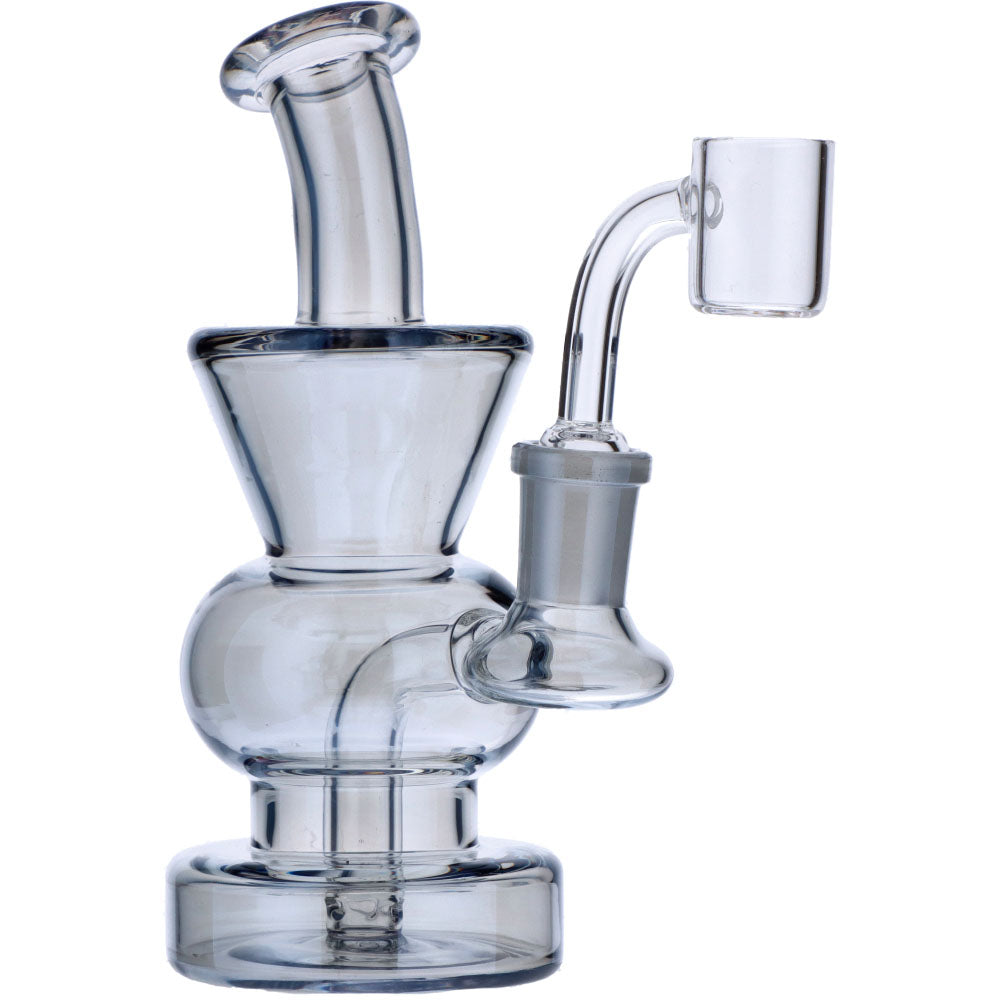 Curvy Base Bubbler with Fixed Downstem | Blue | Side view 4