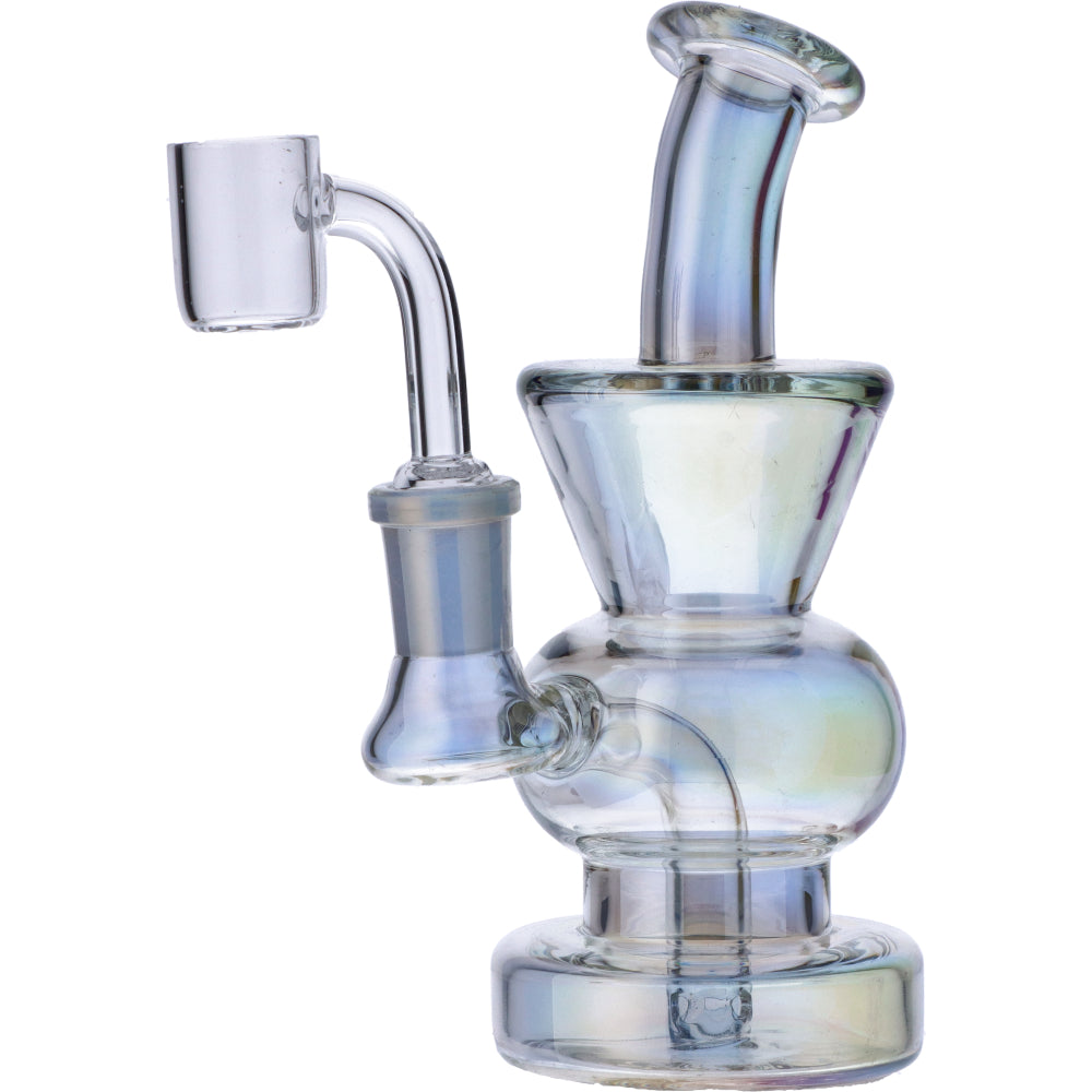 Curvy Base Bubbler with Fixed Downstem | Clear | Side view 5