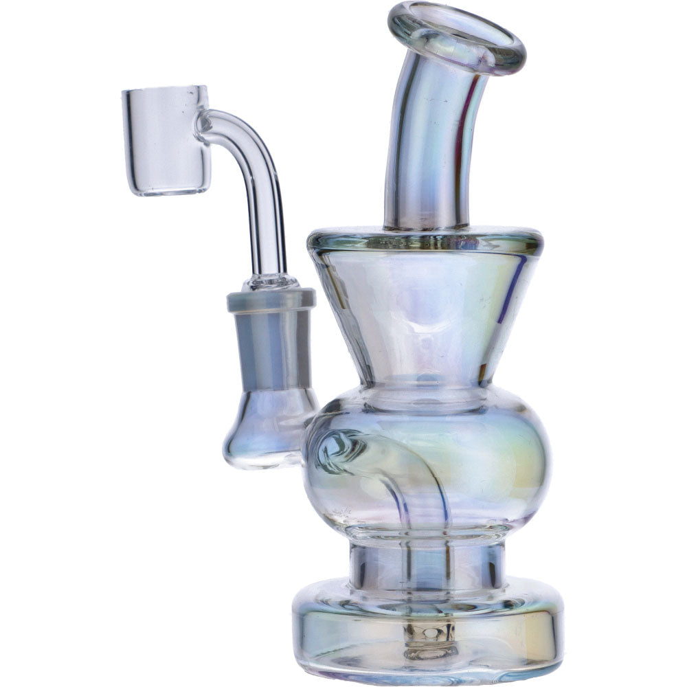 Curvy Base Bubbler with Fixed Downstem | Clear | Side view 2