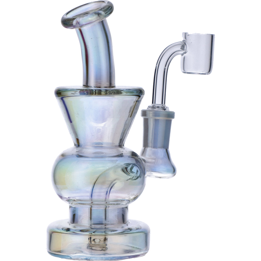 Curvy Base Bubbler with Fixed Downstem | Clear | Side view 3