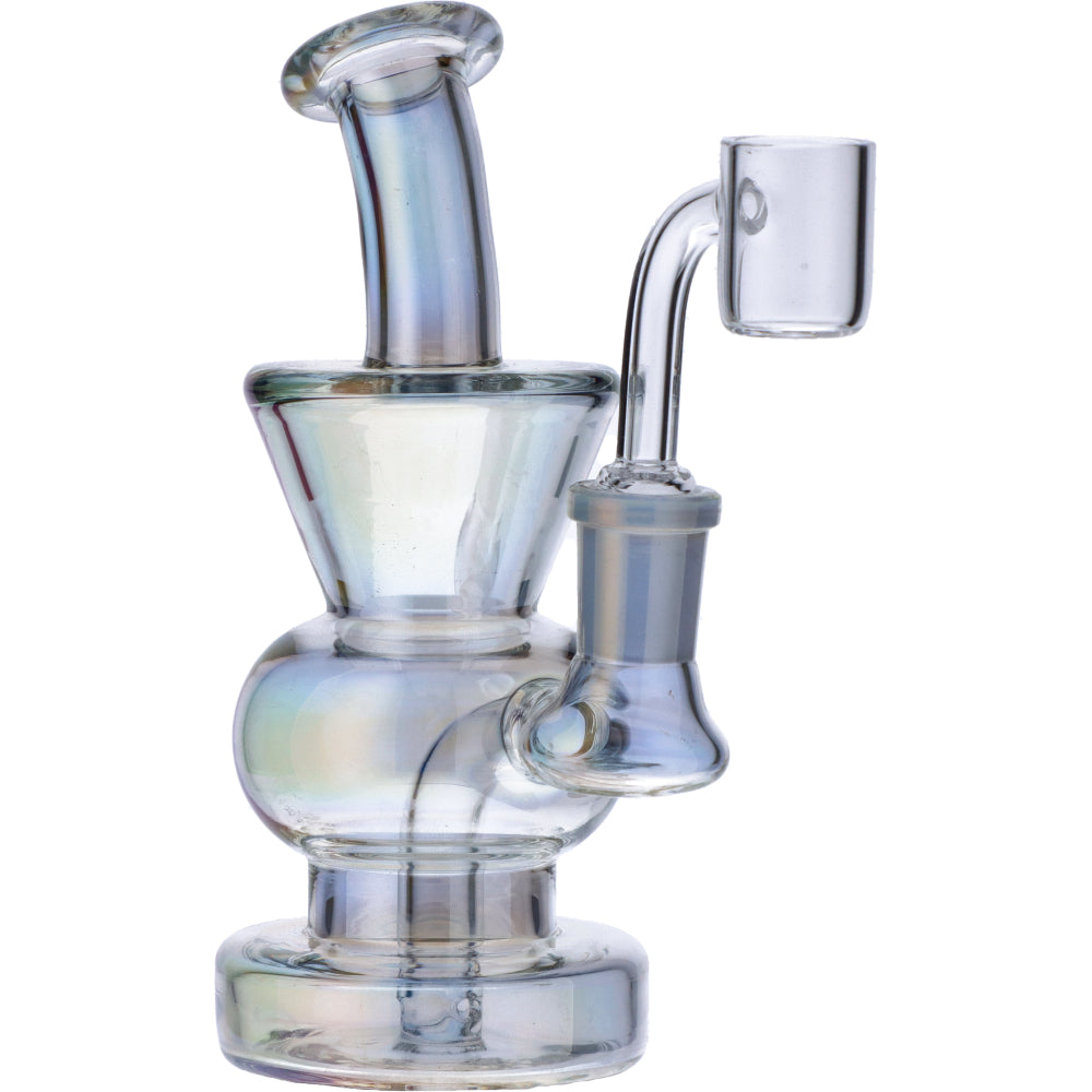 Curvy Base Bubbler with Fixed Downstem | Clear | Side view 4