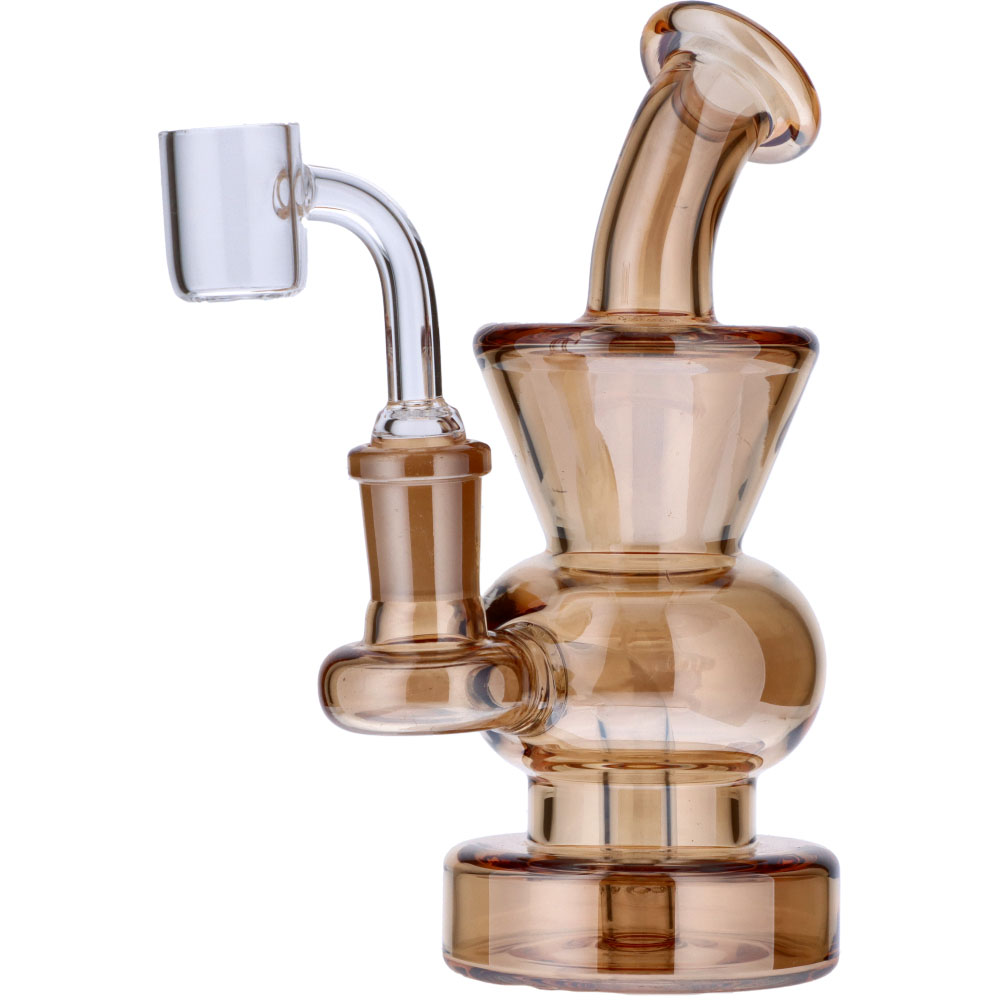 Curvy Base Bubbler with Fixed Downstem | Gold | Side view 5