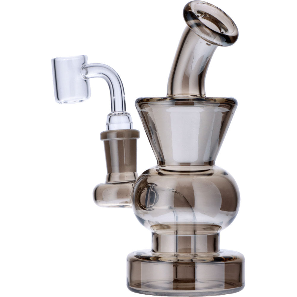 Curvy Base Bubbler with Fixed Downstem | Smoke | Side view 2