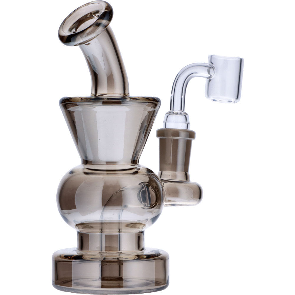 Curvy Base Bubbler with Fixed Downstem | Smoke | Side view 3