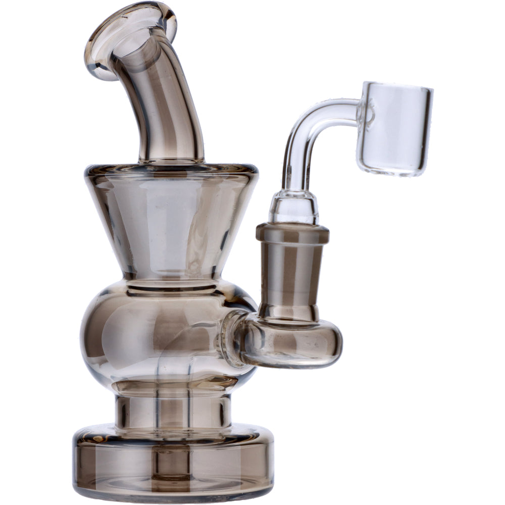 Curvy Base Bubbler with Fixed Downstem | Smoke | Side view 4