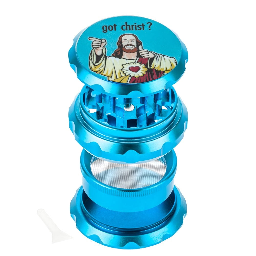 Jay and Silent Bob Aluminum Grinder | Buddy Christ | Aqua - Disassembled 
