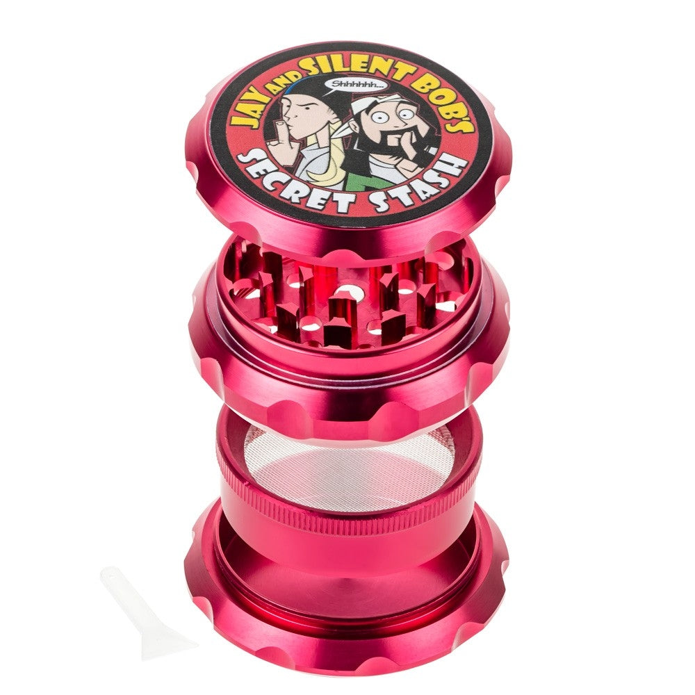 Jay and Silent Bob Aluminum Grinder | Secret Stash | Red - Disassembled 