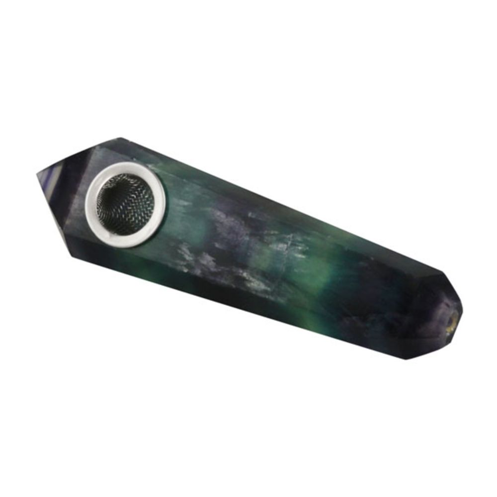 Gemstone Hand Pipe | Rainbow Fluorite