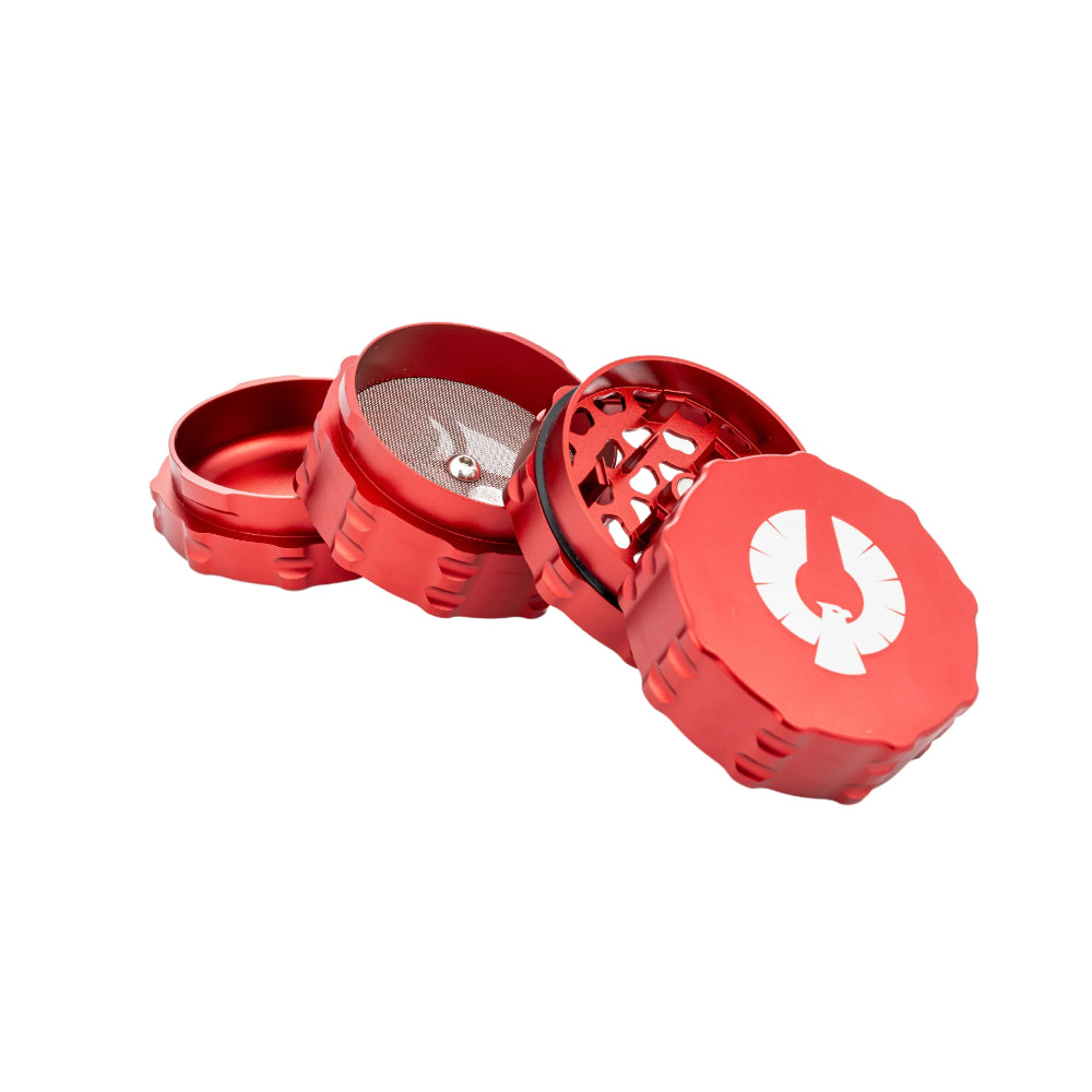 Phoenician 4 Piece Grinder | Medium | Red | Open