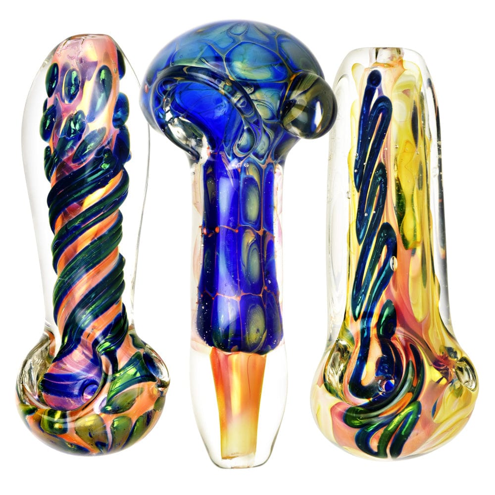 Metallic Fumed Glass Spoon Pipe - 3.75" / Twisted Vine