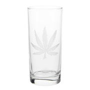 Frosted Long Drink Glass - Weed Leaf Sandblasted
