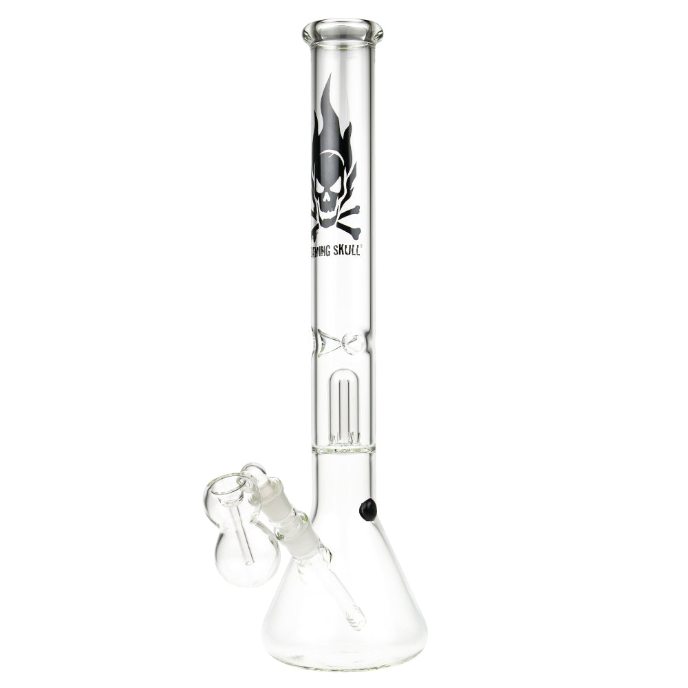 Black Leaf - Flaming Skull Percolator Bong - Clear - Side View 2