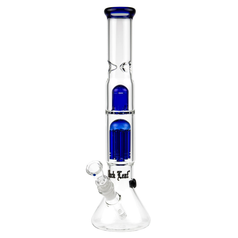 Black Leaf - ELITE Beaker Base 6-arm Perc Bong - Carb Hole - Blue - Side View 2